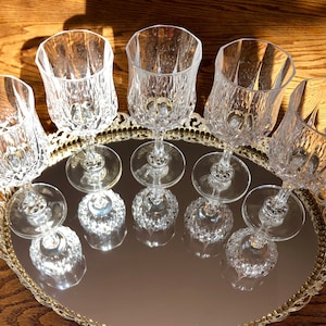 Verres à vin en cristal - Longchamp France - Années 70 - Lot de 10