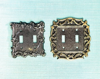 MCM Hollywood Regency Light Switch Plate - Ornate Metal, Gothic Style