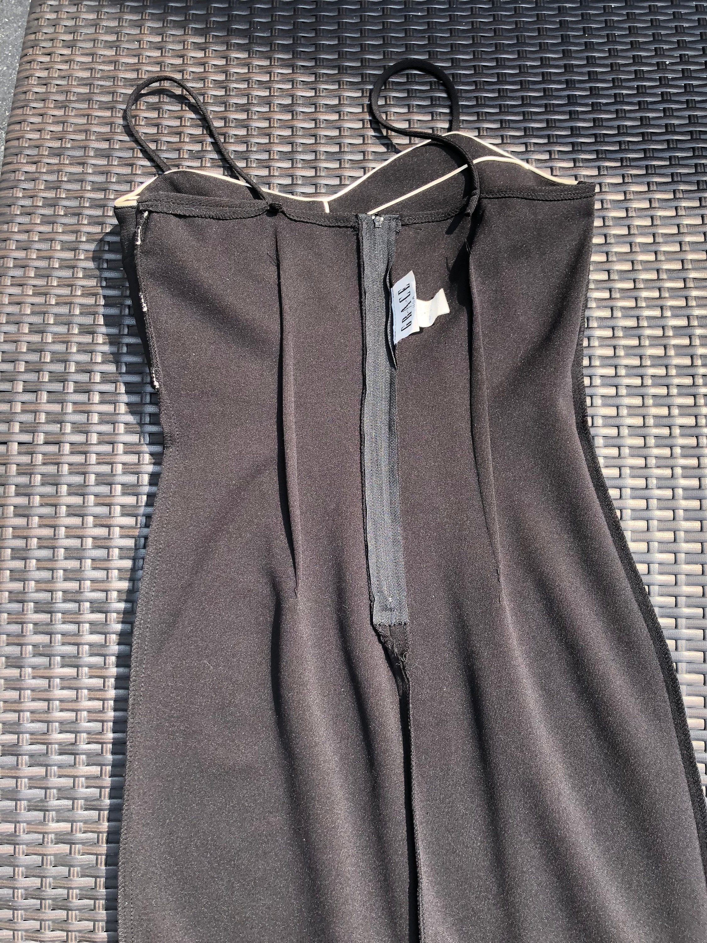 90s- Y2K Black & White Piped Long Fitted Stretch-pencil/tank 90s- Y2K Black & White Piped Long Fitted Stretch-pencil/tank