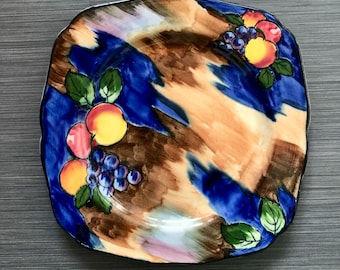 Art Deco Plate: H & K Tunstall Lonsdale Pattern, Hand-Painted Autumn Design