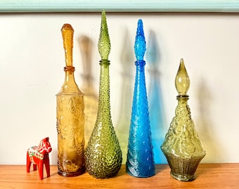 MCM Empoli glass Decanters (Italy) Assorted~ Circa 1960's *Each sold separately.