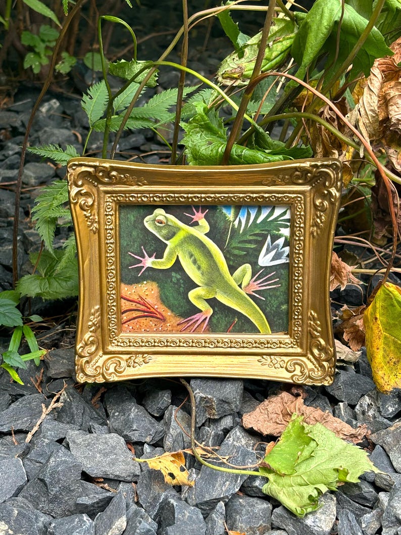 Vintage MCM Children's Book Art PAIR Lizard & Circa 1940