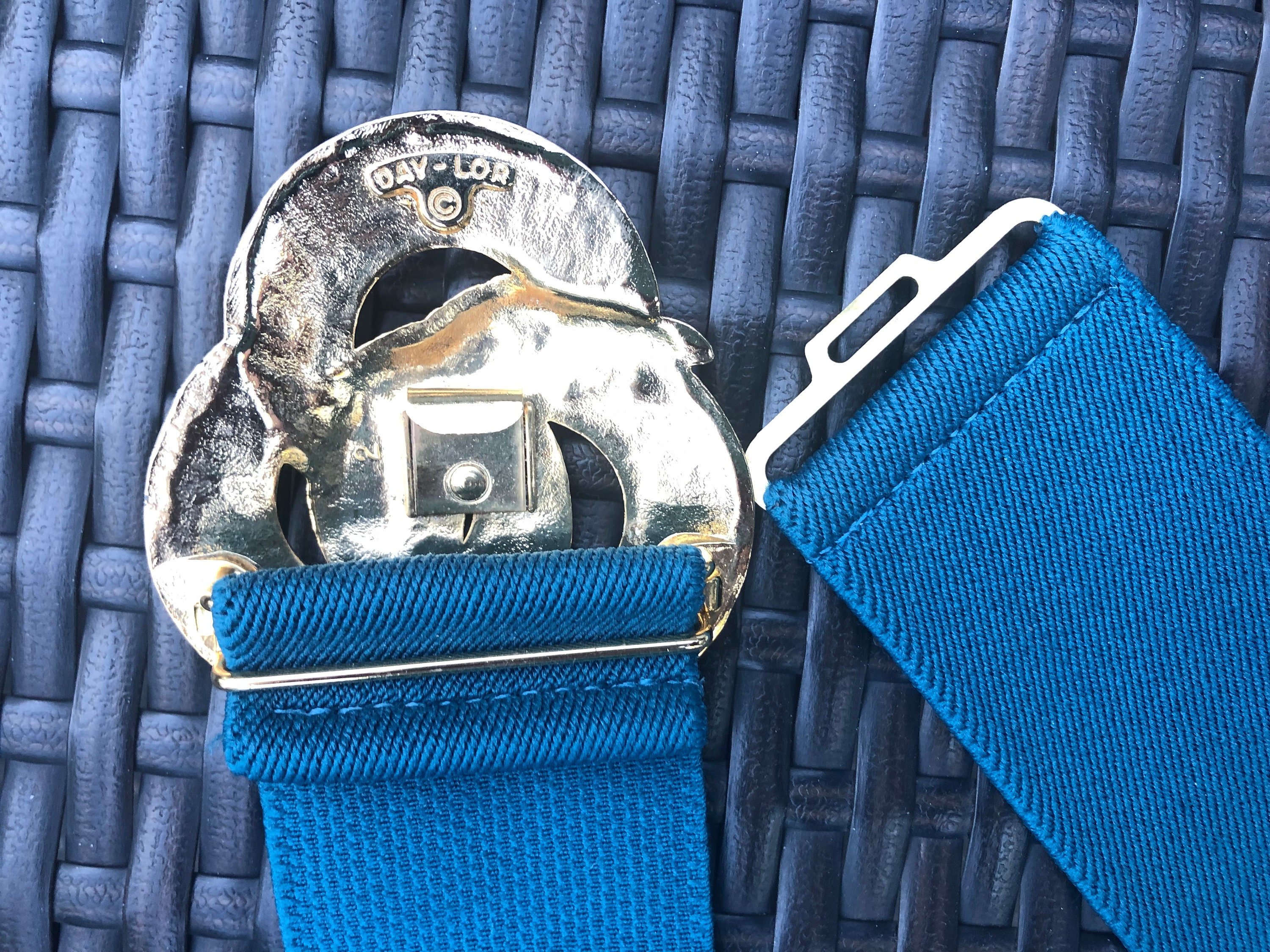 Vintage Day-Lor Enamelled Brass Buckle Stretch Belt Day-Lor Vintage Purple Stretch Enamel Buckle Belt One Size  main image 2