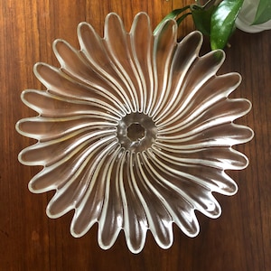 Vintage Starburst Crystal Cake Stand / Pedestal Cake Plate (Heavy- 13 inch Round) Circa 1950-60s