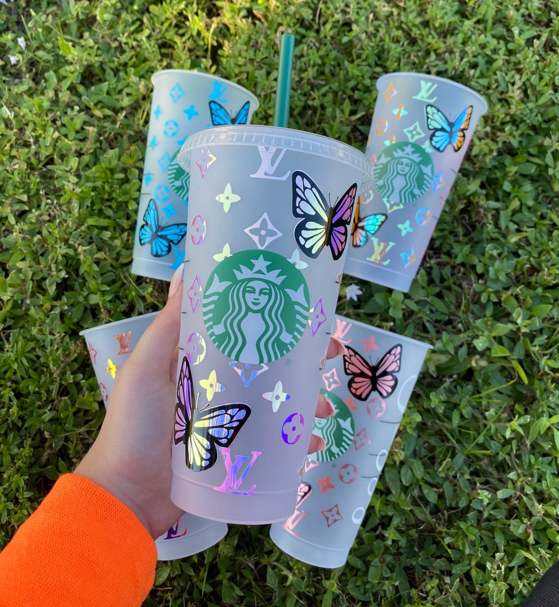 Custom Butterfly Starbucks Coffee Cold Cup / Custom Starbucks image 0