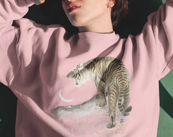 Vintage Tiger Crewneck Womens Tiger Hoodie Vintage Tiger Shirt Chinese Tiger Hoodie Aesthetic Tiger Shirt Aesthetic Tee Crew Neck Sweatshirt