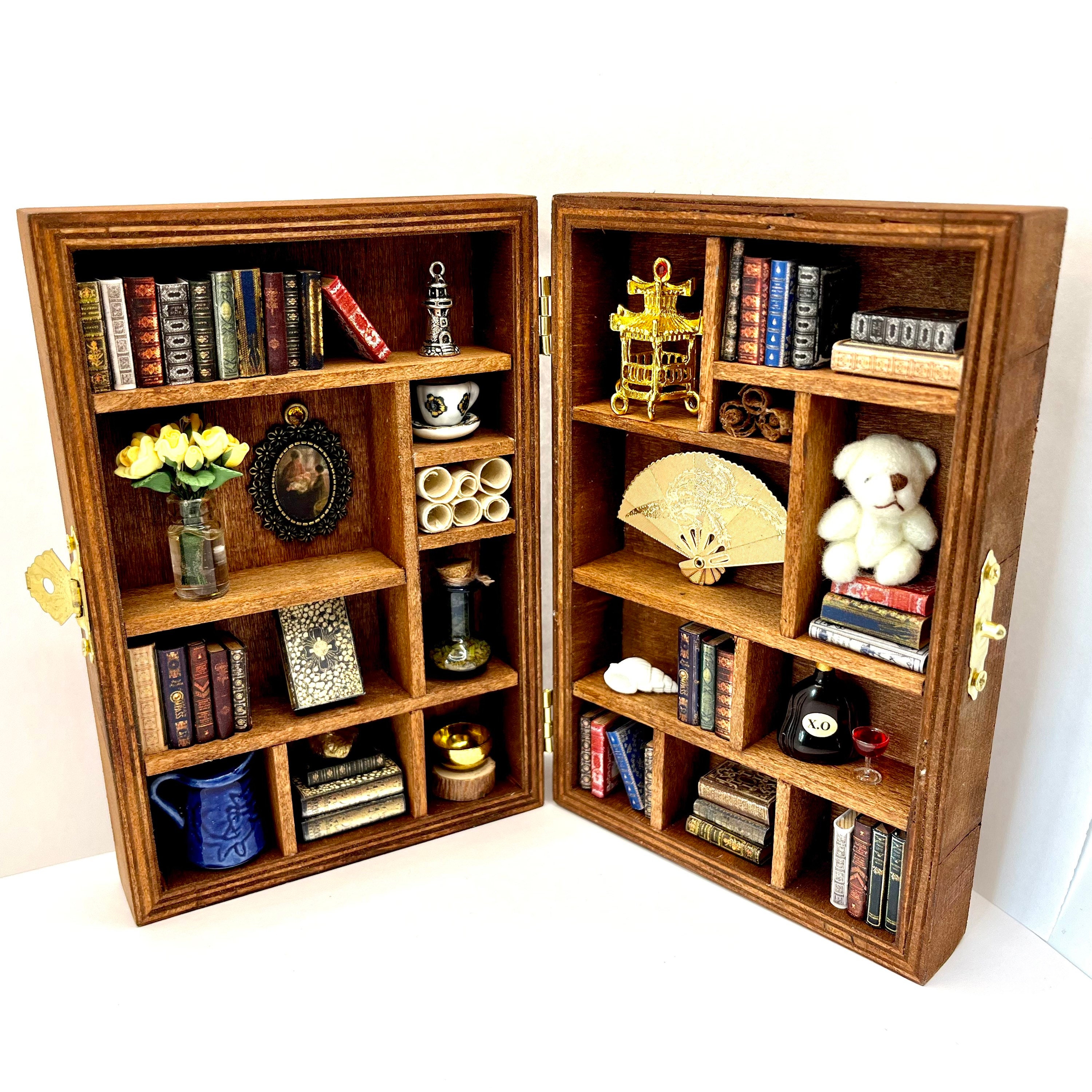 Furniture Odoria 1/12 Scale Dollhouse Bookcase - Miniature Wooden Shelf For Victorian Dollhouse Library 1/12 Scale Miniature