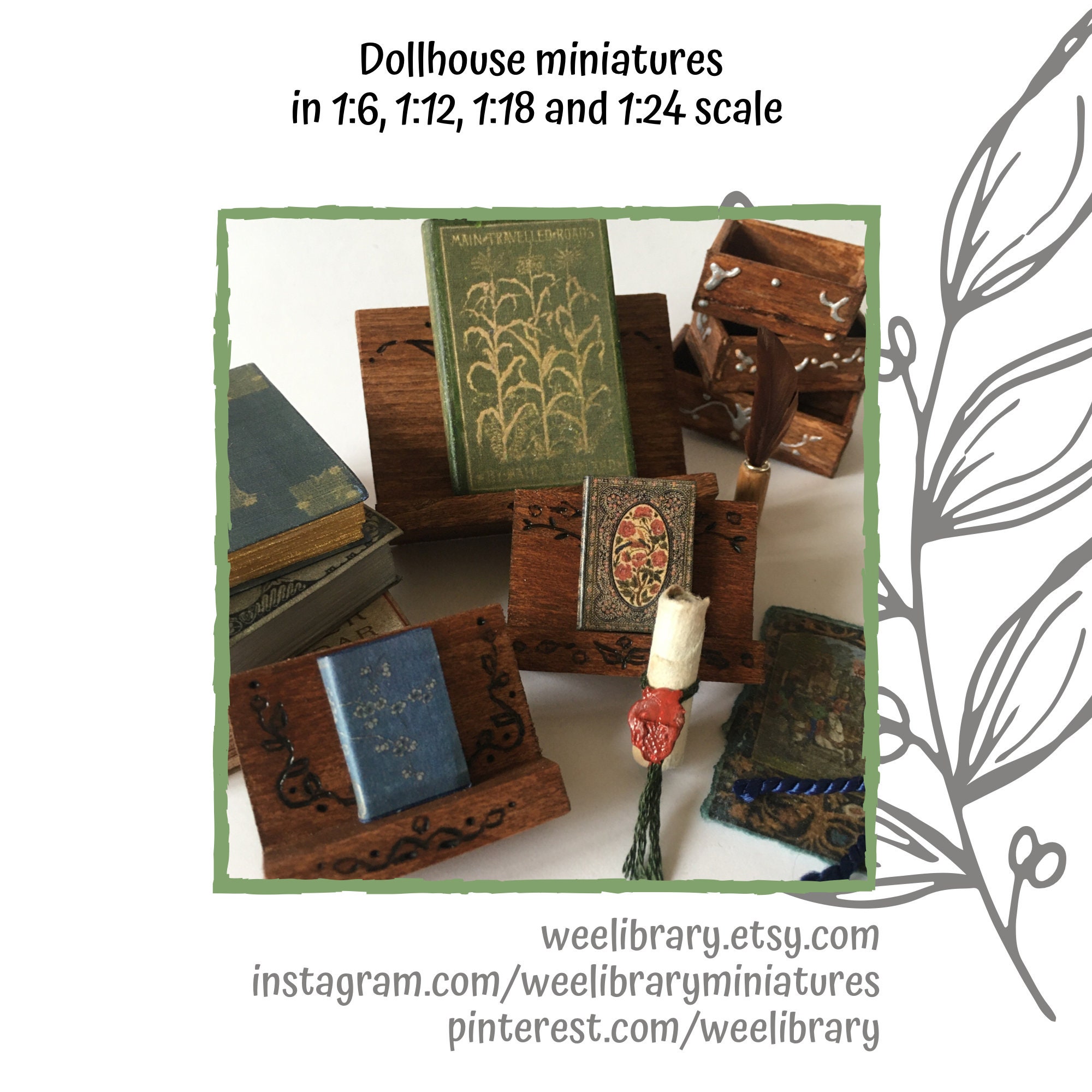 Libro In Miniatura Scala 1:12 Per Casa Delle Bambole - Copertina Nero/Oro, Tema Biblioteca - Oggetto Da Collezione Unico! - Foto 4