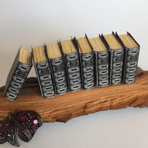 Set of 1:12 scale Dollhouse Decor, Antique Miniature Books, Dollhouse Accessories