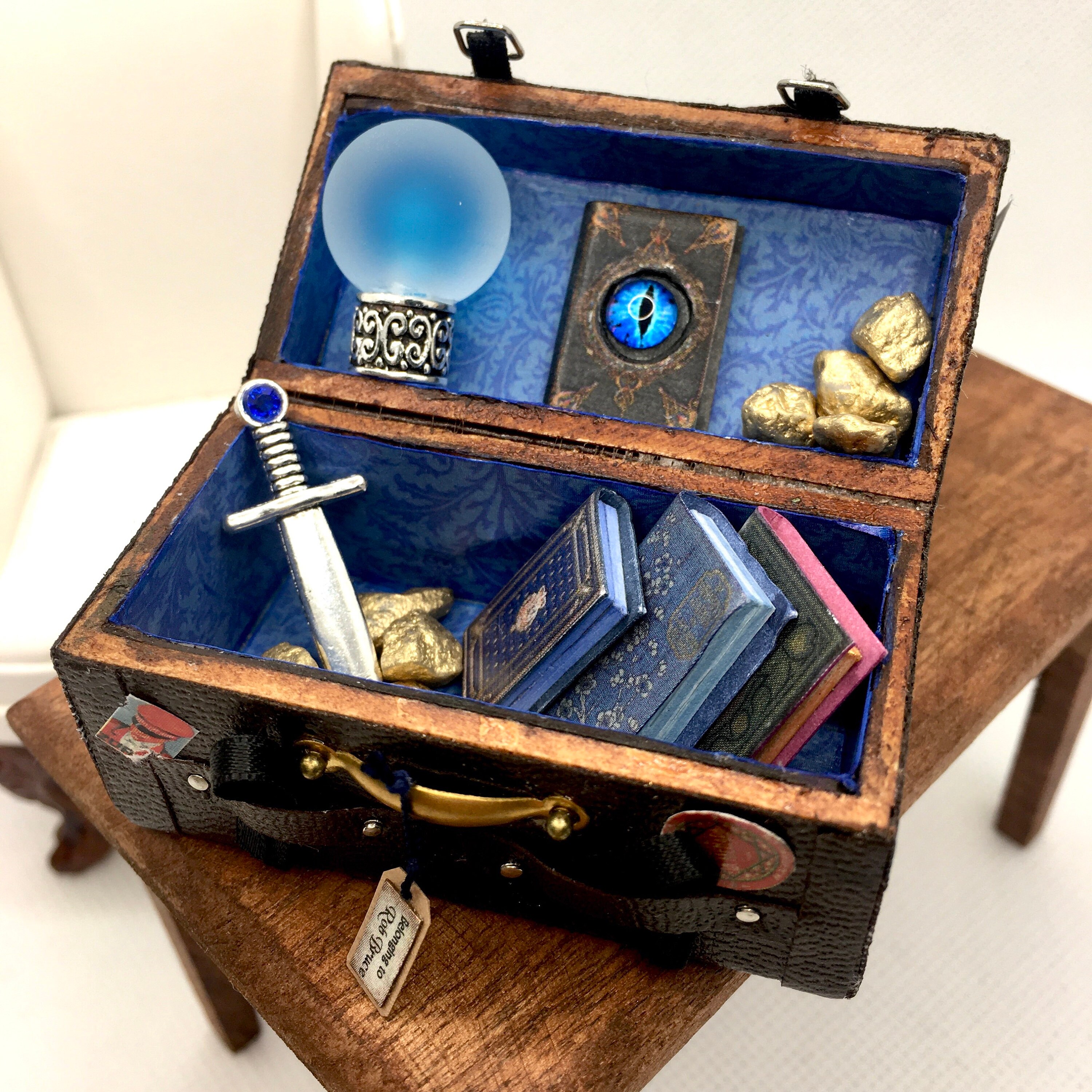 112 scale miniature wizard trunk with books and all kinds of Etsy