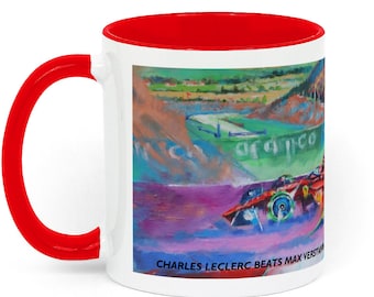 Leclerc wins the Austrian Grand Prix 2021- two toned red and white 11oz mug