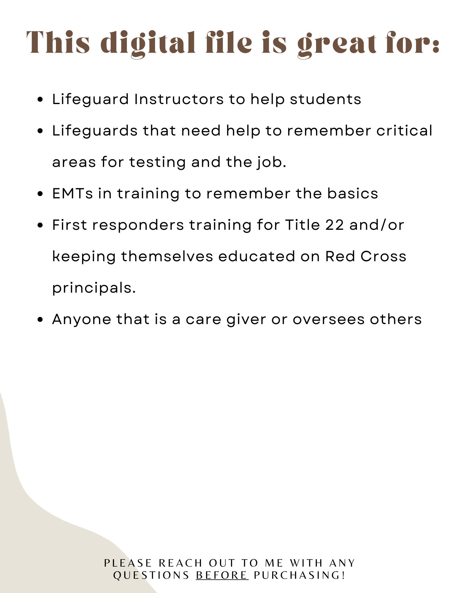 Lifeguard/cpr Acronym Training Printable Etsy