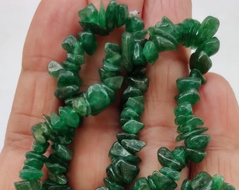 Fil De Perles En Jade Vert Clair - 85cm, Environ 260 Pièces, Chips 5-10mm, Neuf