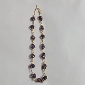 Real Amethyst Cage Tumble Unshaped Necklace, single strand amethyst necklace,statement necklace, women necklace,genuine stone necklace