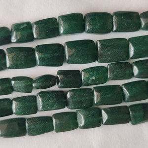 Natural Indian Green Aventurine Gemstone Square Shape Beads-13 Inches Strand