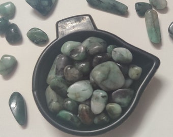 5 Pieces Natural  Emerald ~ Emerald Tumble Stone ~ Plain Smooth Stone ~ Polished Tumble Emerald Stone ~Drilled/8x10 To 14x18 MM