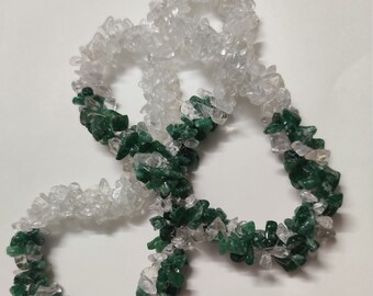 Vintage Natural Green Aventurine,Crystal Chip Rope Handmade Necklace,Beaded Green Aventurine Necklace ,Oynx Gemstone Necklace,26 Inch Length