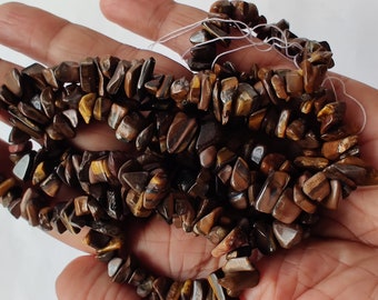 35" Tiger Eye Chip Perlen, ungeschnittene Chip Perle, 3-7mm, polierte Perlen, glatte Tiger Auge Chip Perle, Großhandelspreis, Schmuck liefert