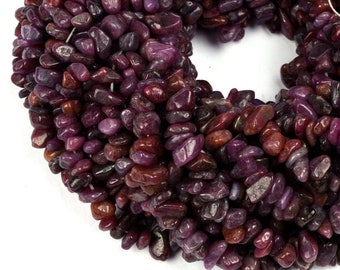 Filo da 34" di rubini naturali non tagliati, pepite lisce, pietre preziose, perle di rubino naturale, qualità AAA, scaglie di rubino rosso, perle grezze di rubino naturale
