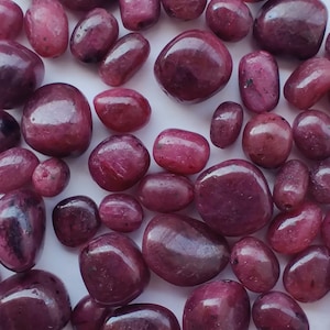 Ruby Corundum Tumbled Polished Gemstone - Stone of Ethereal Power & Royalty,Polished Tumble Ruby Stone- heart chakra stone-drilled stone