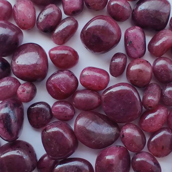 Ruby Corundum Tumbled Polished Gemstone - Stone of Ethereal Power & Royalty,Polished Tumble Ruby Stone- heart chakra stone-drilled stone