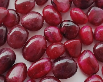 5 Pieces Dyed Ruby ~ Ruby Tumble Stone ~ Plain Smooth Stone ~ Polished Tumble Ruby Stone- heart chakra stone-drilled stone