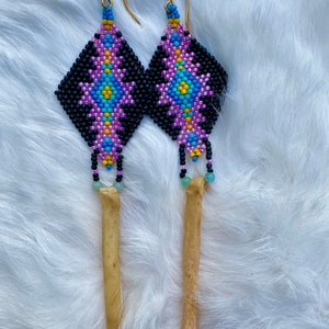 MADE TO ORDER ceremony seed bead earring design + coyote bones + custom colors .:.