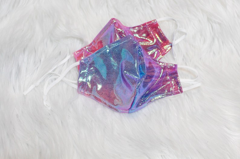 Holographic Iridescent Tie Dye Dressy Face Mask With Nose Wire Etsy