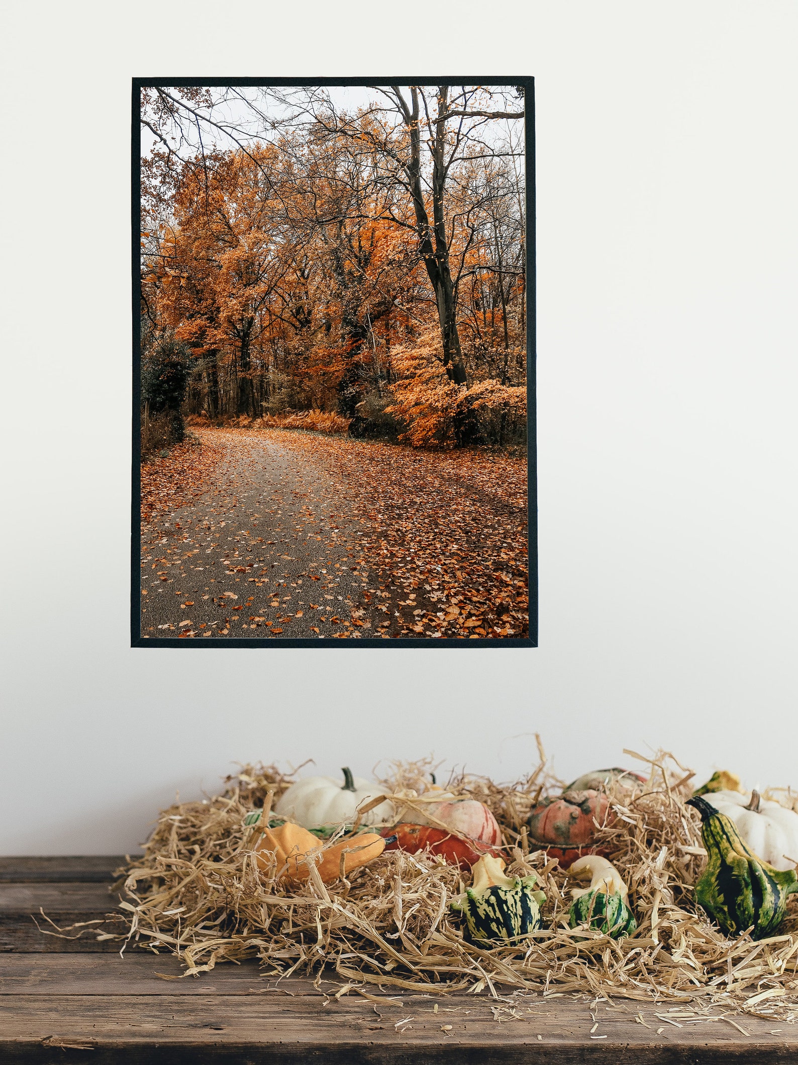Fall wall art print Autumn leaves wall decor Forest Etsy