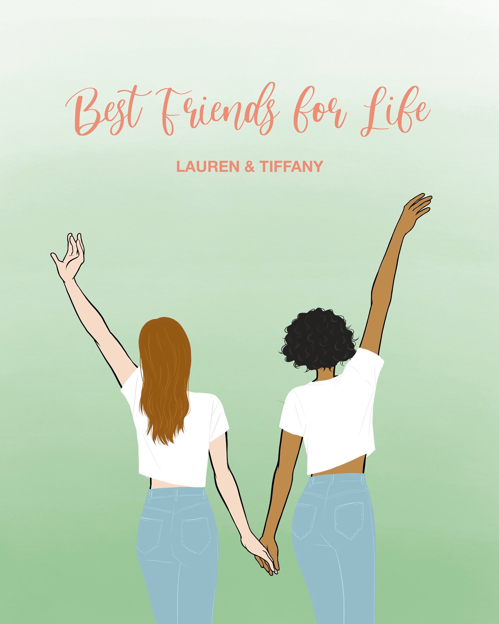 Custom Best Friend Portrait Personalized BFF Illustration Etsy