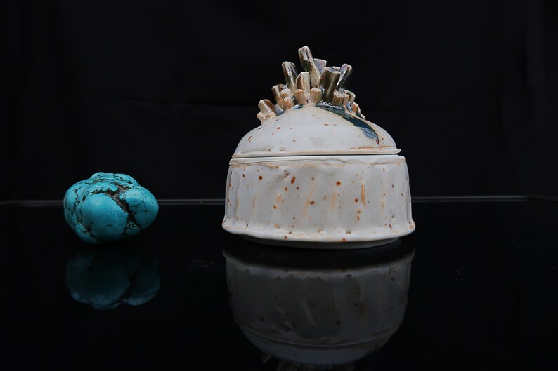 Teal and White Crystal Jewelry Box