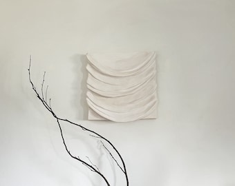 Draped Wall Sculpture - Plaster Textured Art - Fabric Sculpture - Large Wall Sculpture - 3D Wall Art - Neutral Wabi Sabi Decor