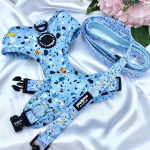 Dog Harness and Leash Set, Cute Terrazzo Accessories, Birthday Gift For Dogs, Soft Padded Adjustable, Puppy Harness and Lead, No Pull Chest