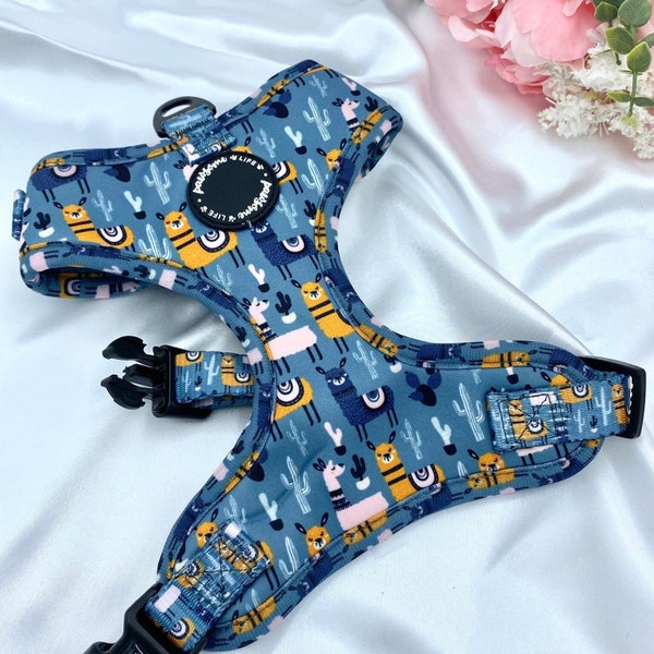 Cute Dog Harness Set, Funny Llama Alpaca Accessories, Birthday Gift For Dogs, Soft Padded Puppy Chest Adjustable Harness, Designer No Pull