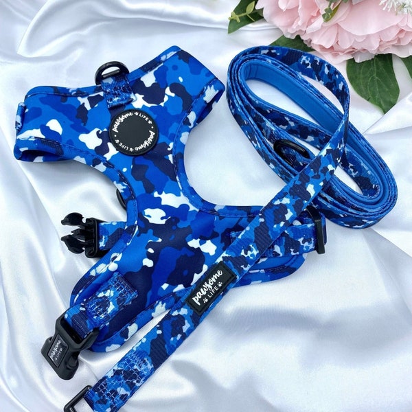 Dog Harness and Leash Set, Cute Camo Boy Accessories, Birthday Gift For Dogs, Soft Padded Adjustable, Puppy Harness and Lead, No Pull Chest