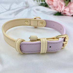 Lilac Leather Dog Collar Leather Collar Girl Dog Collar Leather Dog Leash Small Dog Collar Large Dog Collar Dog Collar Leather