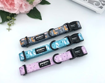 Cute Dog Collar, Pastel Bold Accessories, Birthday Gift For Dog, Soft Padded Puppy Adjustable Collar, Designer Stylish Patterned Fabric