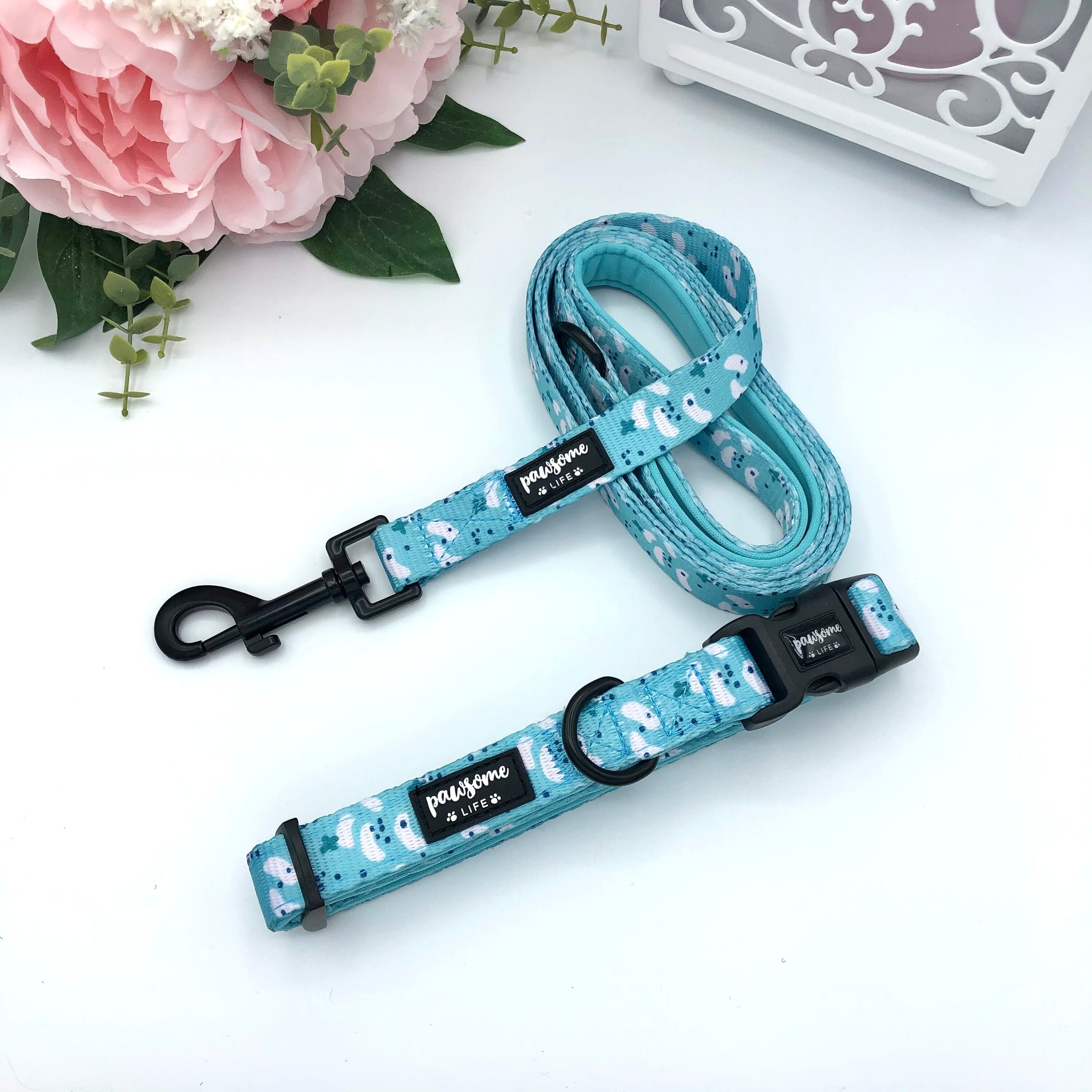 Teal Dog Lead Cute Dog Leash Dog Collar and Lead Girl Dog Etsy