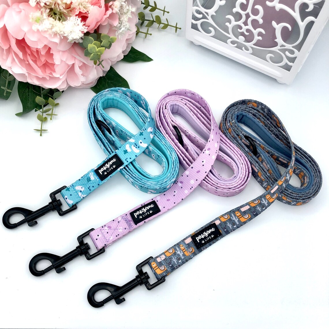 Teal Dog Lead Cute Dog Leash Dog Collar and Lead Girl Dog Etsy