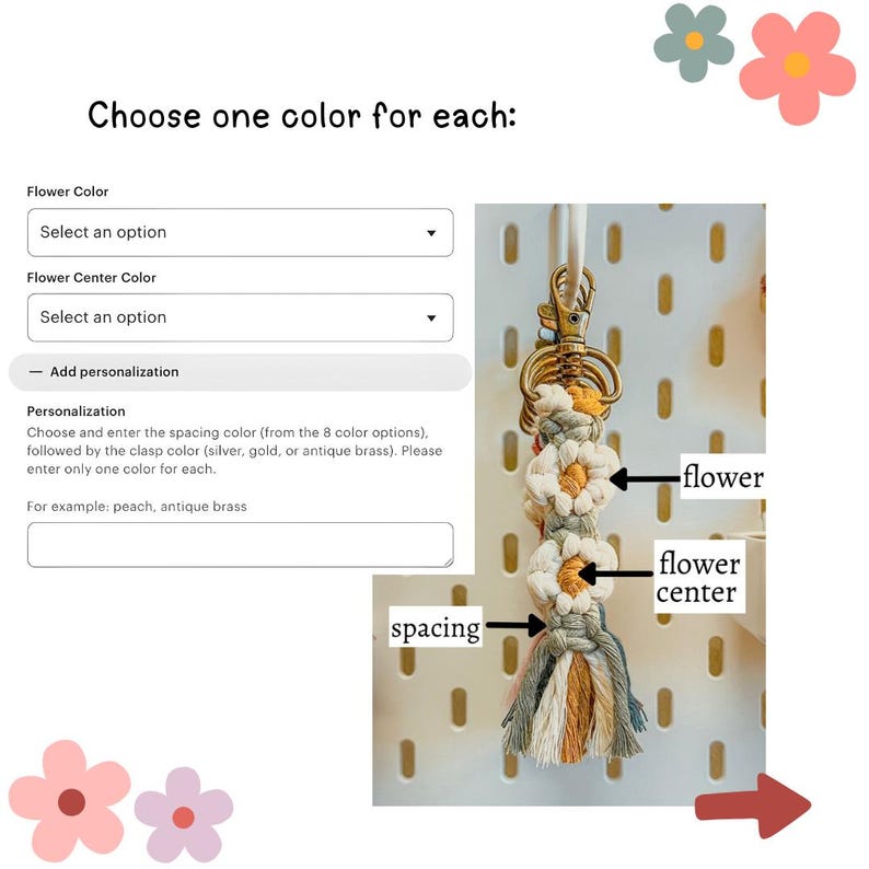 Supply Kit | DIY Macrame Flower Keychain image 5