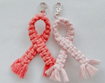 Breast Cancer Awareness Macrame Keychain