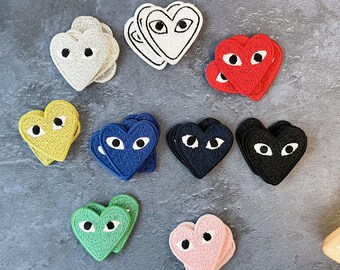 1.58in Heart shaped eyes Patch DIY Patch Gold Glitter Embroidery Patch Iron On Patch Multiple colors to choose