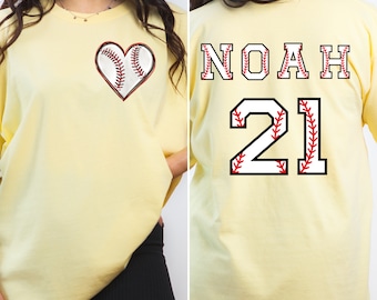 Custom Baseball Shirt with Name and Number, Personalized Baseball Mom Shirt, Baseball Mom Shirts, Personalized Gifts, Comfort Colors Shirt