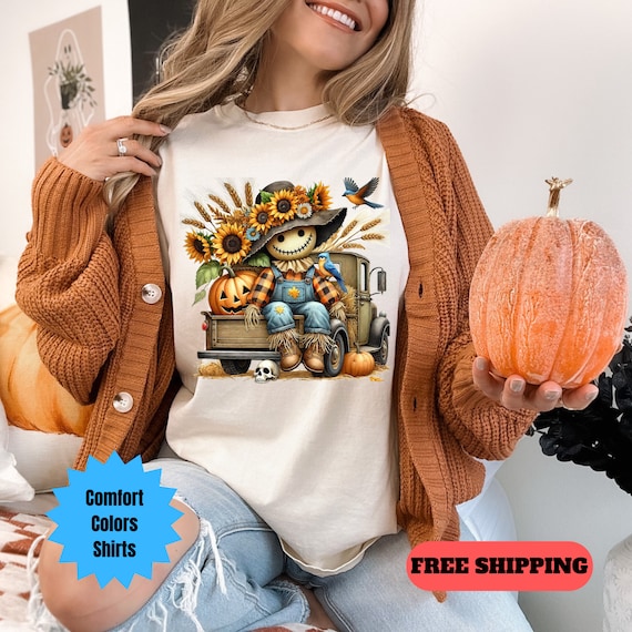 Comfort Colors® Scarecrow Shirt, Fall Scarecrow Shirt, Autumn Shirt,  Gift for Friend, Scarecrow T-shirt, Fall Shirt,  Cute Fall Shirt