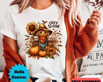 Scarecrow Shirt: Cozy Season Fall Tee - Bella Canvas