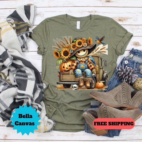Scarecrow Shirt, Fall Scarecrow Shirt, Autumn Shirt, Bella Canvas, Gift for Friend, Scarecrow T-shirt, Spooky Season Tee, Cute Fall Shirt
