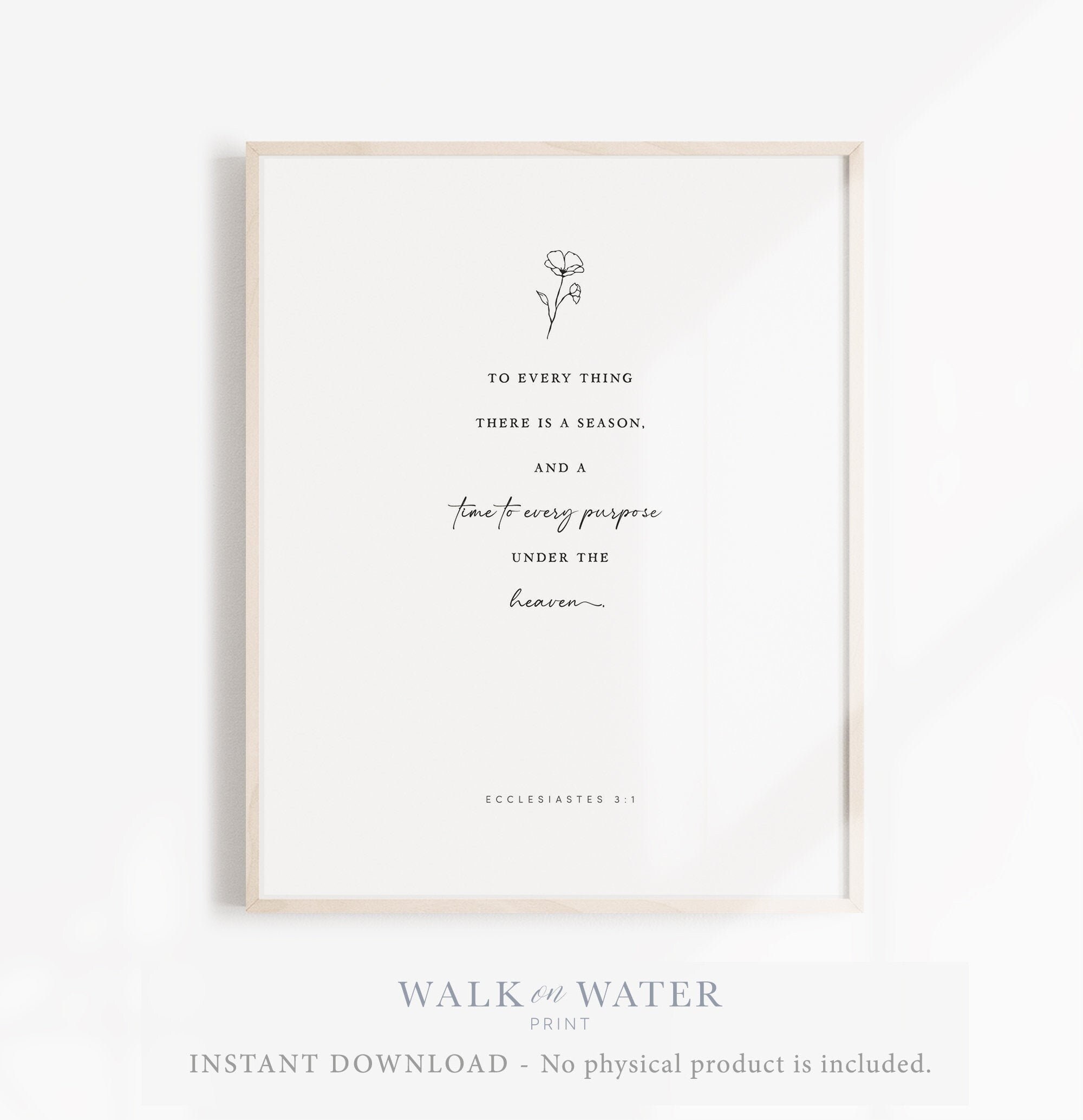 Ecclesiastes 3:1 Wall Art, Handwritten Bible Verse Wall Art, Baptism