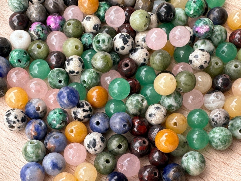 Perlen Mischung, Edelsteinperlen Mix 150 Perlen 6mm Bild 1