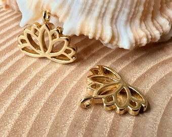 Lotus flower jewelry pendant brass 18k gold plated