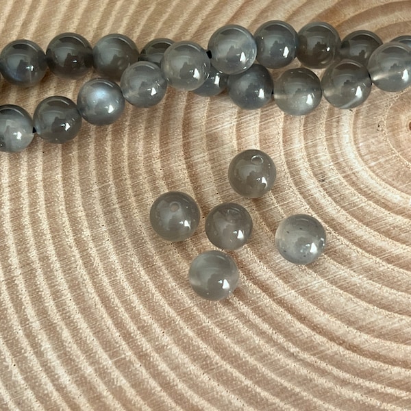 Schwarze Mondstein Perlen 6mm 5er Pack